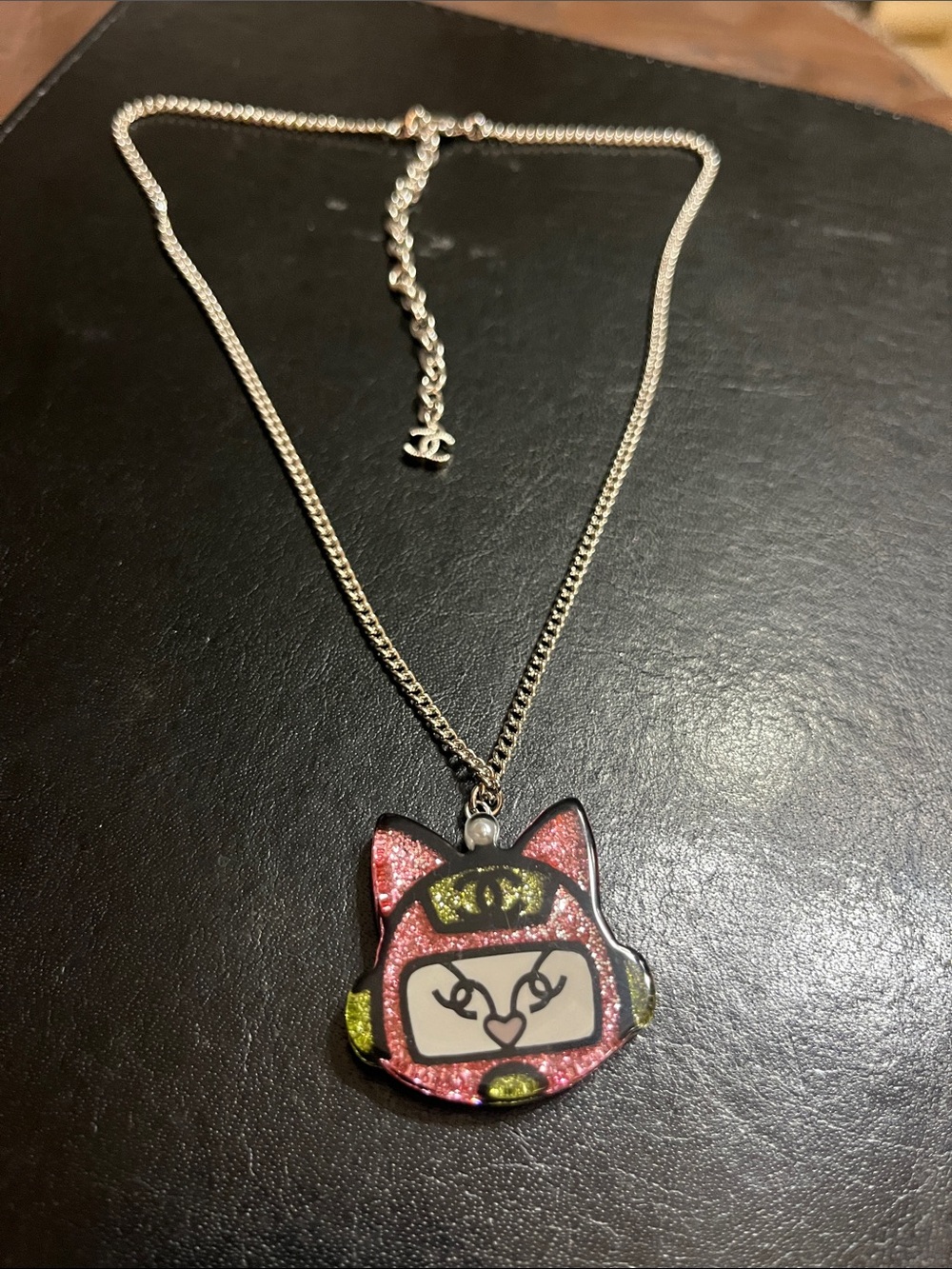 🚀 Double C Designer Outer Space Kitty Pendant Necklace
